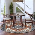thumbnail image 3 of Vintage Floral 5FT Round Area Rugs for Living Room Retro Navy Classical Bohemian Farmhouse Ultra-Thin Non-Slip Round Rugs Machine Washable Low Pile Circle Carpet for Bedroom Kitchen Nursery, 3 of 9