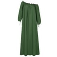thumbnail image 5 of under $5 JINMGG Dress for Women Plus ,Women Plus Size Daily Casual Open Shoulder Vintage Loose Boho Maxi Dress Green XXL, 5 of 9