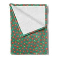 thumbnail image 2 of Floral Soft Flannel Fleece Throw Blanket, Small Flowers and Leaves Blooming Vintage Print, Cozy Plush for Indoor and Outdoor Use, 60" x 80", Vermilion Dark Seafoam, by Ambesonne, 2 of 5