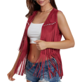 thumbnail image 1 of Gilet à Franges Femme Années 70 Hippie Faux Suède Rivets Sans Manches Gilet Ouvert Boho Western Veste Cardigan Rouge m, 1 of 7