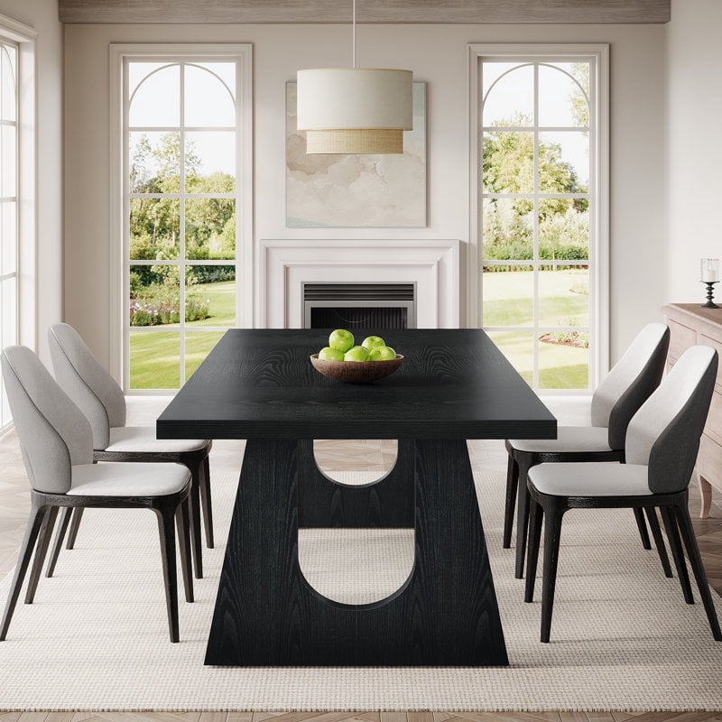Tribesigns Large Dining Table for 6-8 People, Wood Rustic Rectangular Table, 70.9" W x 35.43" D x 29.53" H, Farmhouse Kitchen Table for Dining Room, Living Room (Black)