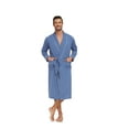 thumbnail image 6 of ANLIQI Mens Robe Lightweight 100% Cotton Summer Bathrobe Knit Long Sleeve Kimono Robe with Pockets (Blue, M), 6 of 7