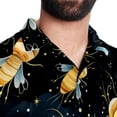thumbnail image 5 of Starry Bees in the Sky Men's Short Sleeve Spread Collar Poplin Shirt, Casual Printed Button Down Summer Beach Tops for Men, Unisex Comfortable Shirts, 5 of 6