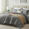 thumbnail image 1 of CozyLux Twin/Twin XL Juego de edredón para niños – 2 piezas gris oscuro Twin extra largo suave de lujo teñido catiónico edredón para todas las estaciones gris oscuro transpirable juegos de cama con 1, 1 of 1