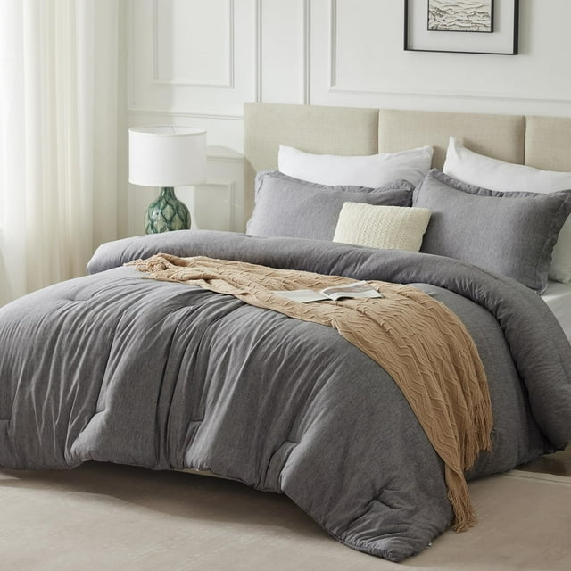 CozyLux Twin/Twin XL Juego de edredón para niños – 2 piezas gris oscuro Twin extra largo suave de lujo teñido catiónico edredón para todas las estaciones gris oscuro transpirable juegos de cama con 1