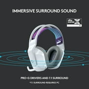 Logitech G733 LIGHTSPEED Wireless Gaming Headset with suspension headband, LIGHTSYNC RGB, Blue VO!CE mic technology and PRO-G audio drivers, White