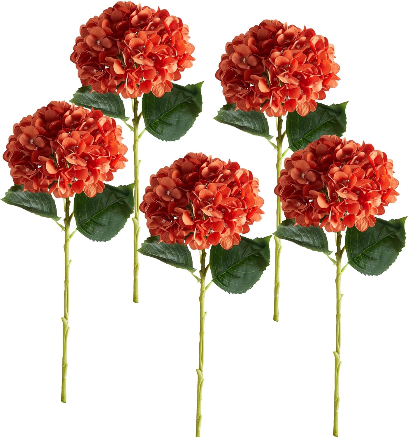 5PCS 15.4In Artificial Hydrangea Silk Flowers Bouquet Faux Hydrangea Stems for Wedding Centerpieces Home Decor (White, 5)