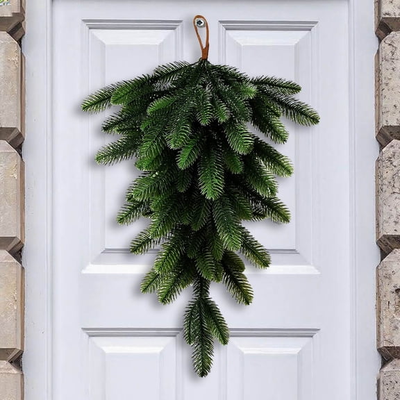 Wall Mount Rattan Artificial Christmas Vine Decor, Woven Hanging Holiday Foliage Ornament, Indoor Outdoor Wicker Garland, Seasonal Woven Wall Craft for Porch Living Room