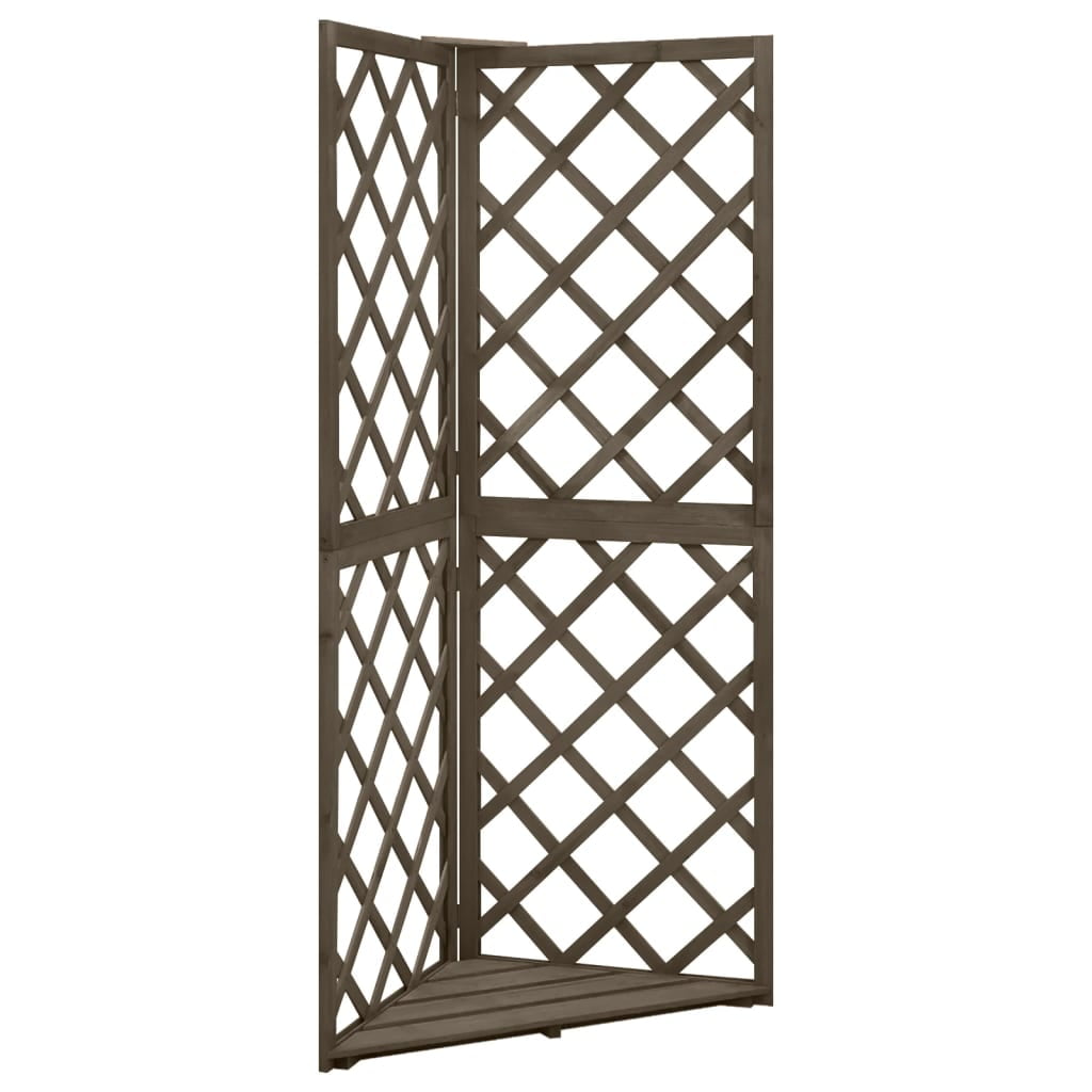 Corner Trellis Gray 19.6"x19.6"x57" Solid Fir Wood Garden Arches
