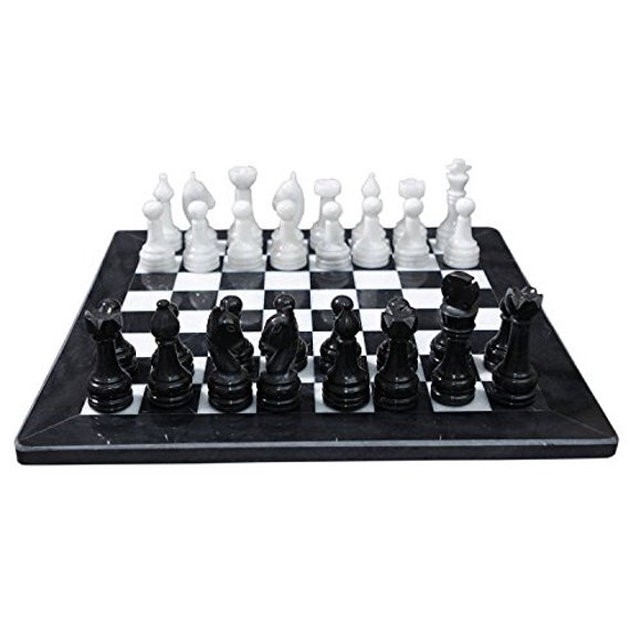 RADICALn Completely Handmade Original Marble Chess Board Game set Two Players Full Chess Game Table Set - Available in Different Colors (black)