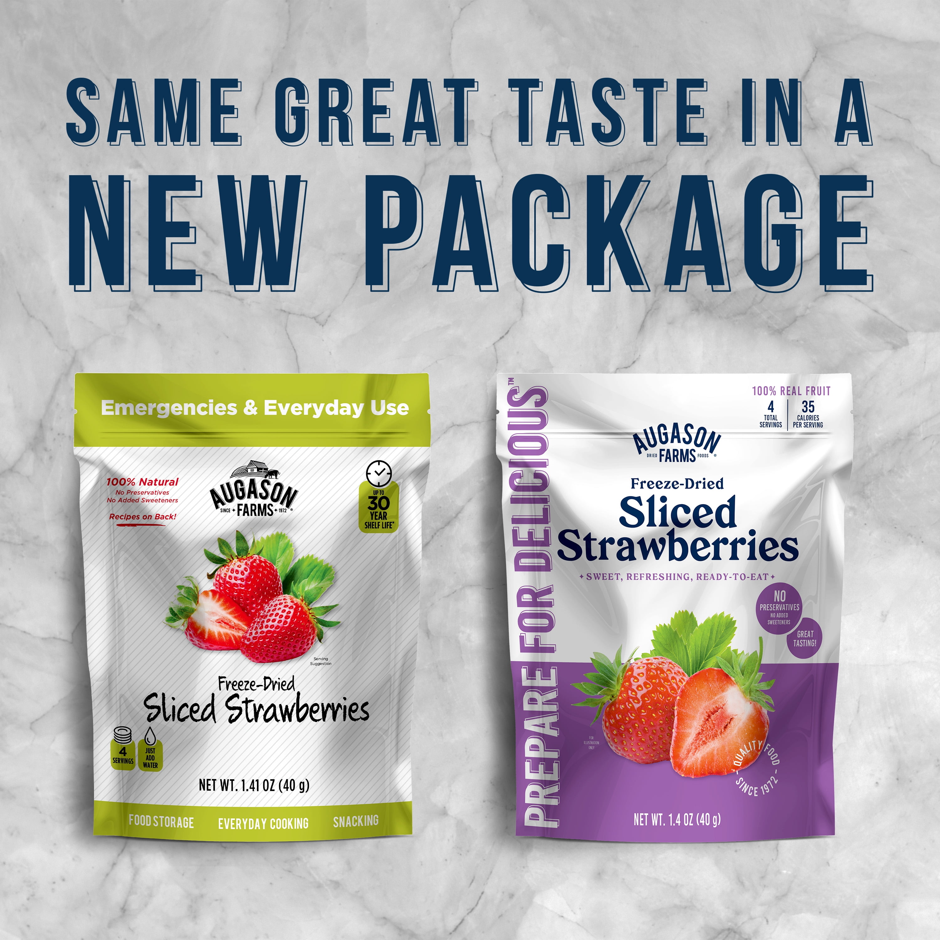 (4 pack) Augason Farms Freeze Dried Sliced Strawberries Pouch - Gluten Free Snack for Baking, Smoothies, and Emergency Storage - Healthy Individual Fruit Snacks – 1.4 Ounces (4 Servings)