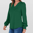 thumbnail image 4 of SOMER Womens Tops Fall Long Sleeve Shirts Business Casual V Neck Loose T-Shirts Dressy Work Tops with Smocked Cuffs, 4 of 6