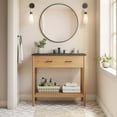 thumbnail image 2 of Sink Vanity Cabinet, Black Natural, Wood, Mid Century Hotel Bedroom Bathroom, Modern Contemporary HB36492, 2 of 10