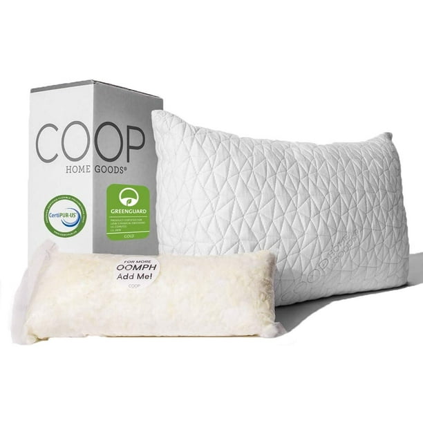 Coop Home Goods PREMIUM Adjustable Loft Shredded Hypoallergenic Certipur Memory Foam Pillow