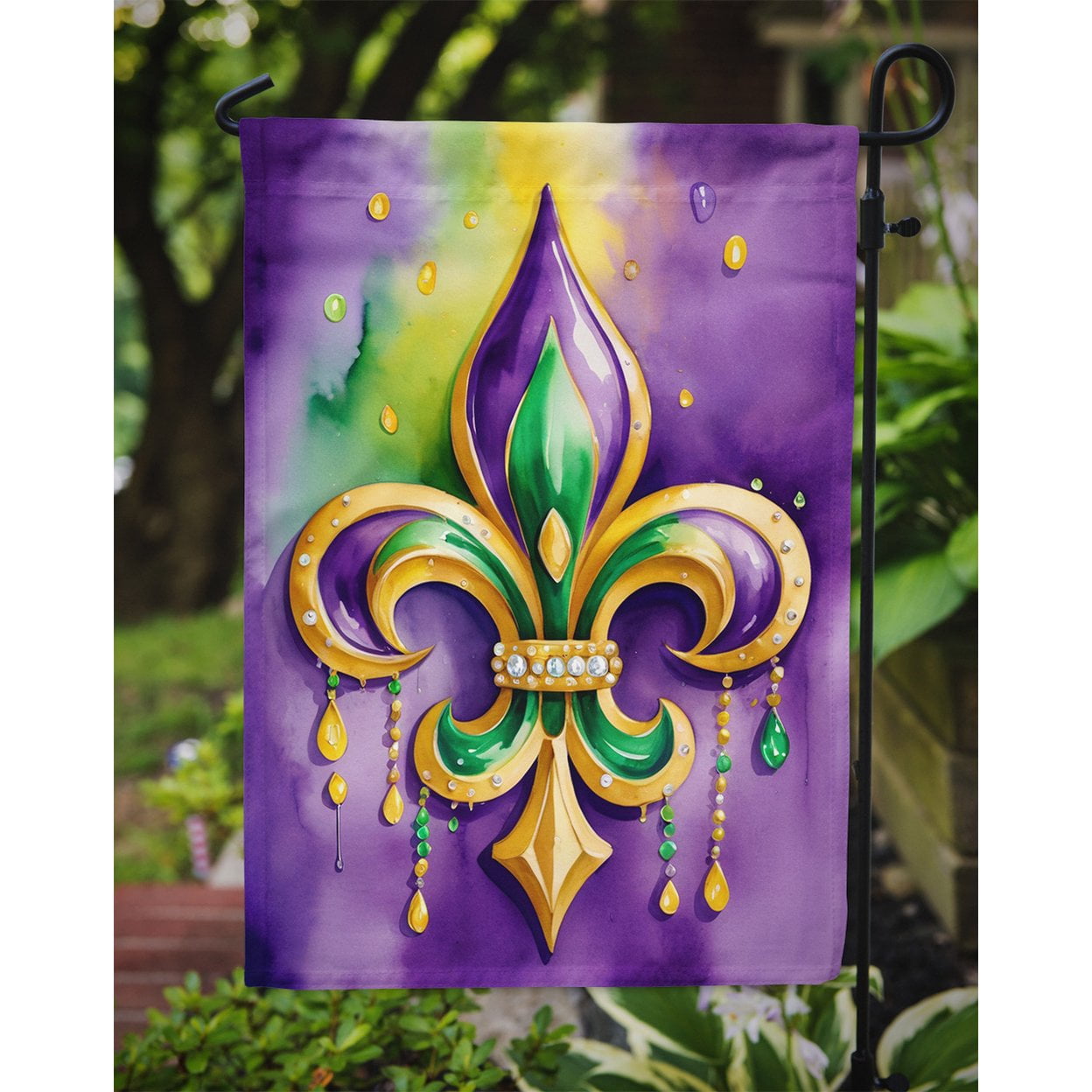 Fleur de lis Mardi Gras Garden Flag 11.25 in x 15.5 in