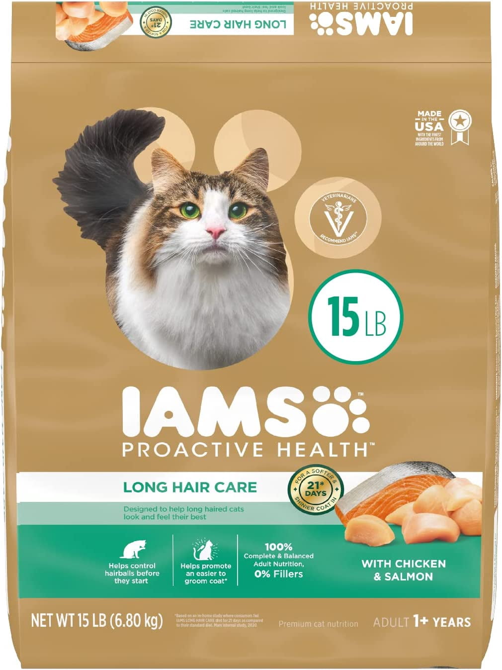 Iams Proactive Health Adult Dry Cat Food, Long Hair Formula with
