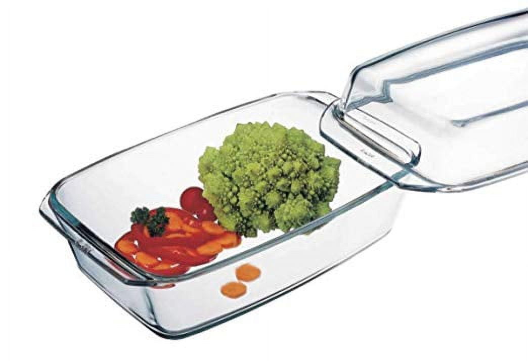 Clear Oblong Glass Casserole by Simax | High Lid Doubles As Roaster, Heat, Cold and Shock Proof, Dishwasher Safe, Made in Europe, 3 Quart