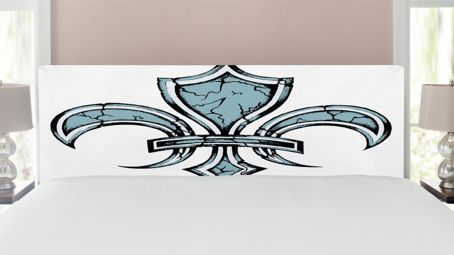 Fleur De Lis Headboard Grungy Lily Retro Renaissance Element
