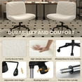 thumbnail image 7 of Yaheetech Fabric Rolling Armless Home Office Chair with Extra Wide Seat, Ivory, 7 of 7
