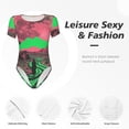 thumbnail image 6 of Uemuo Neon Desert Moon Pattern Women's One Piece Short Sleeve Swimsuit Rash Guard Surfing Modest Quick-drying Swimsuit Beach Essentials-, 6 of 9