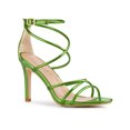 thumbnail image 1 of BLISSFUL STEP Women's Open Toe Strappy Straps Prom Stiletto Heels Sandals Green 7, 1 of 7