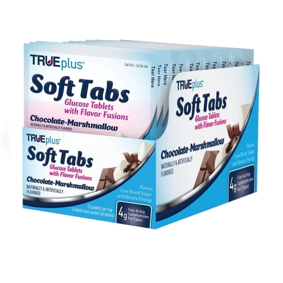 TRUEplus® Soft Tabs Glucose Tablets – 12 Packs (Chocolate Marshmallow)