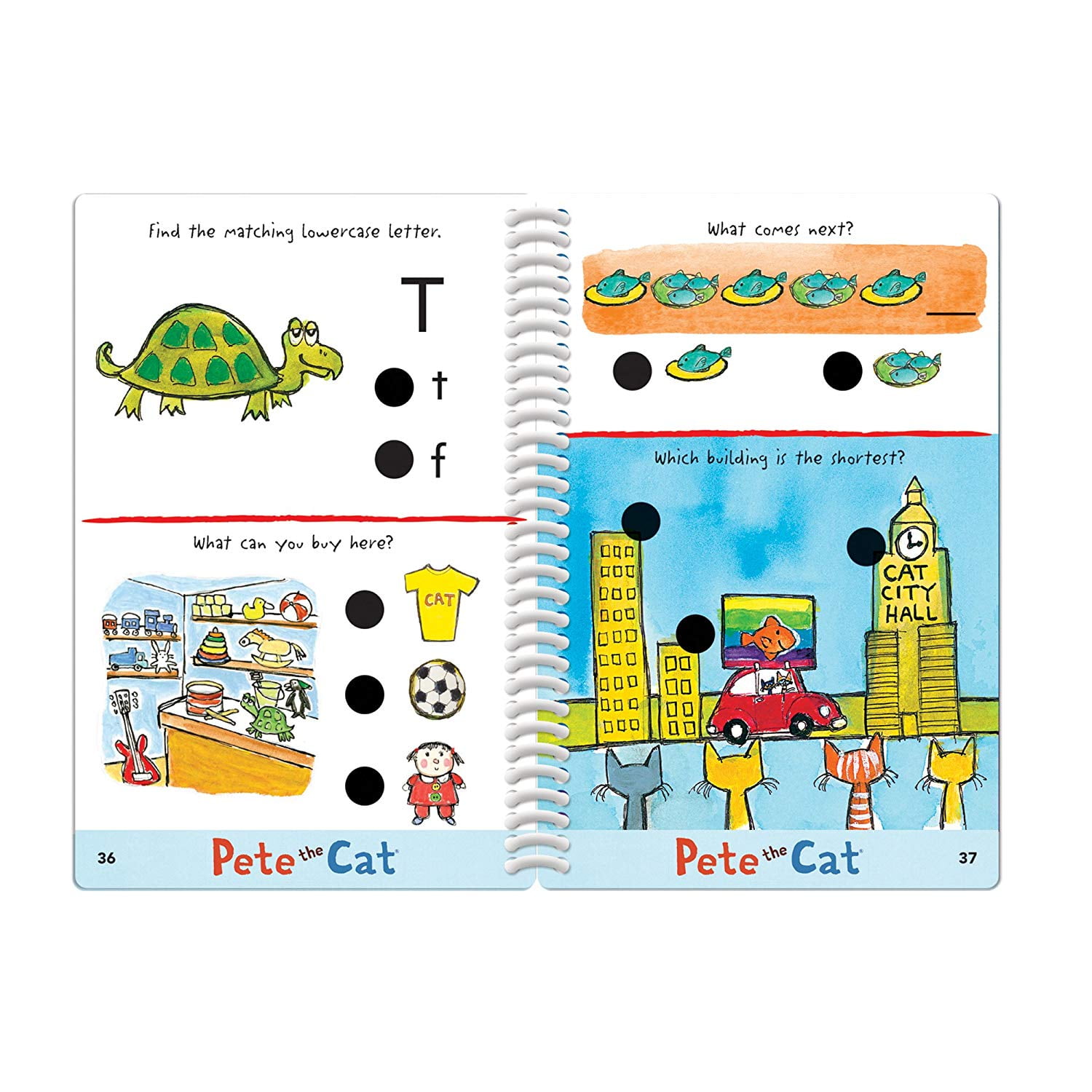 Educational Insights Pete the Cat Hot Dots Interactive Math & Reading Paperback Children's Workbook Set, Ages 3+