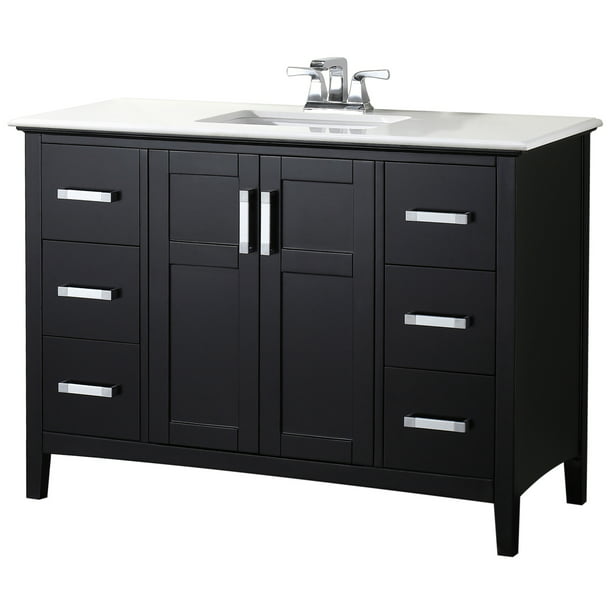 Brooklyn + Max Wilshire 48 inch Contemporary Bath Vanity in Black with ...