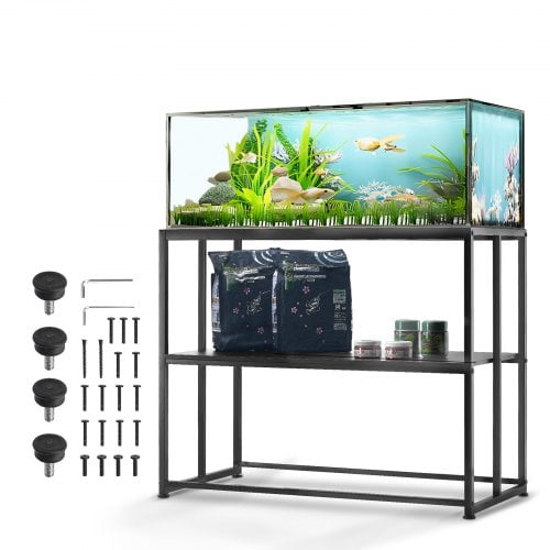 Aquarium Stand, 40 Gallon Fish Tank Stand, 36.5 x 18.5 x 29.5 in Steel Turtle Tank Stand, 335 lbs Load Capacity, Reptile Tank Stand with Storage, Hardware Kit, and Non-slip Feet, Black
