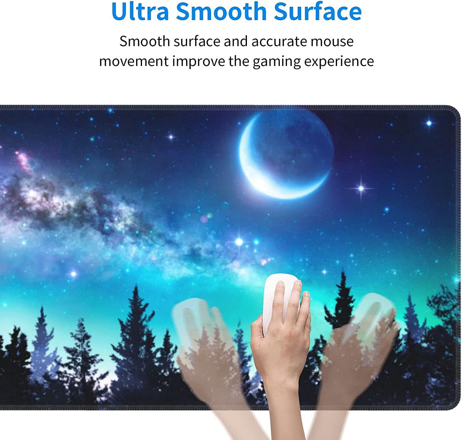 Forest Tree Night Galaxy Landscape Gaming Mouse Pad Large XL Long Extended Pads Big Mousepad Keyboard Mouse Mat Desk Pad Home Office Decor Accessories for Computer Pc Laptop