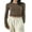 Brown, variant on Douhoow Women Casual Slim Fit Crop Tops Long Sleeve Crewneck T-Shirts Basic Tees