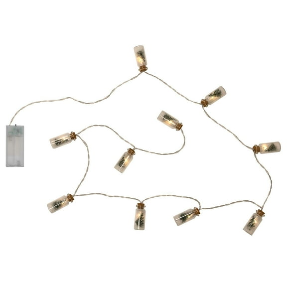 LumaBase Battery Operated Mini String Lights with White Lights and Winter Scene in Glass Bottles
