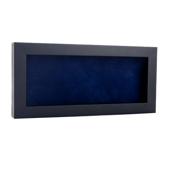 10x20 Shadow Box Frame Black Wood | With a 3/4" Usable Display Depth | Includes a Navy Blue Real