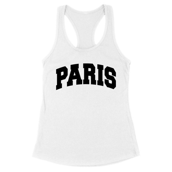 Paris College Style Tank Top Fitted Racerback Women's Large White