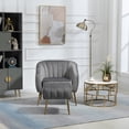 thumbnail image 3 of Velvet Accent Chair, Modern Barrel Chair With Ottoman, Arm Pub Chair For Living Room/Bedroom/Nail Salon, Golden Finished Velvet Decorative Chairs, 3 of 9