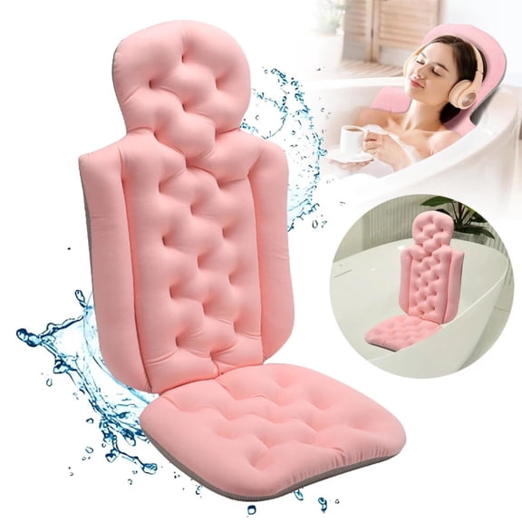 Full Body Bath Pillow for Bathtub, Non-Slip Spa Cushion with Suction Cups, 4D Breathable Mesh Headrest & Backrest, Quick-Dry Ergonomic Design