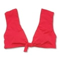 thumbnail image 3 of Trina Turk Women's Getaway Tie Front Solids Cap Sleeve Swim Bikini Top-Red / 8, 3 of 3