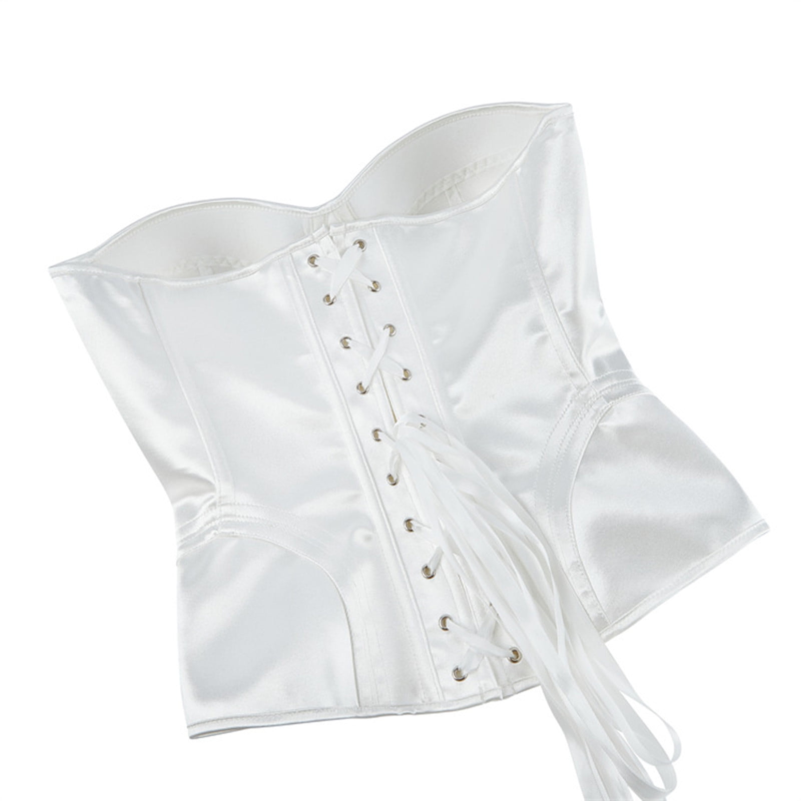 suger an 白 ドレス [OF05] [AOC3489-B-S231124 BiZtdJrK Women's Lace up Boned Overbust Corset Tube Top