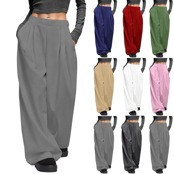 purcolt Womens Wide Leg Dress Pants Pull On Stretchy Work Pants High Waisted Business Casual Palazzo Pants Trousers with Pockets