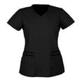 thumbnail image 1 of Puntoco Blusa de manga corta con cuello en V para mujer Uniforme de trabajo Blusa de color sólido Puntoco Puntoco-1568, 1 of 2