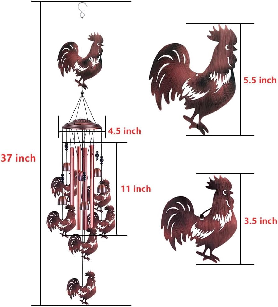 OAE Chicken Wind Chimes for Garden,Home,Balcony,Yard, Outdoor Decoration,Cock Wind Bells, Memorial Wind Chime, Chicks Wind Catcher, Blessing WindChimes Gifts for Mom, Grandma, Family, Women, Friends