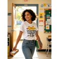 thumbnail image 6 of Women's Teacher Life Graphic T-Shirt, 100% Cotton Cow Print Teacher Lettering with Pencil and Yellow Coquette Bow, Crew Neck Short Sleeve Back to School Gift, 6 of 12