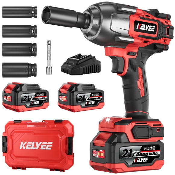 Llave de impacto inalámbrica Kelyee 1107 ft-lbs sin escobillas 21V