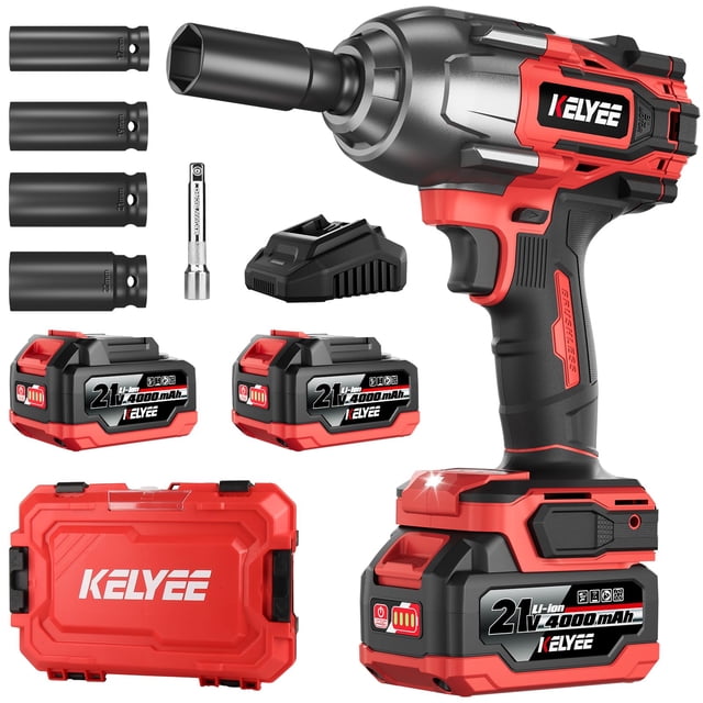 Llave de impacto inalámbrica Kelyee 1107 ft-lbs sin escobillas 21V