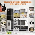 thumbnail image 3 of Kids Wooden Pretend Play Kitchen Set Toddlers Gift with Cooking Toys, Sounds, Lights, Blackboard, Sink with Running Water, 3 of 9