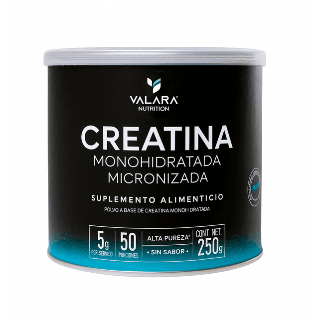 Creatina Monohidratada Micronizada Valara Nutrition 250gr, 50 Porciones, Alta Pureza