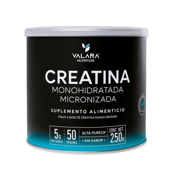 Creatina Monohidratada Micronizada Valara Nutrition 250gr, 50 Porciones, Alta Pureza