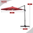 thumbnail image 2 of Costway 10ft Solar LED Cantilever Offset Patio Umbrella 360dgrees Rotation Aluminum Burgundy, 2 of 7