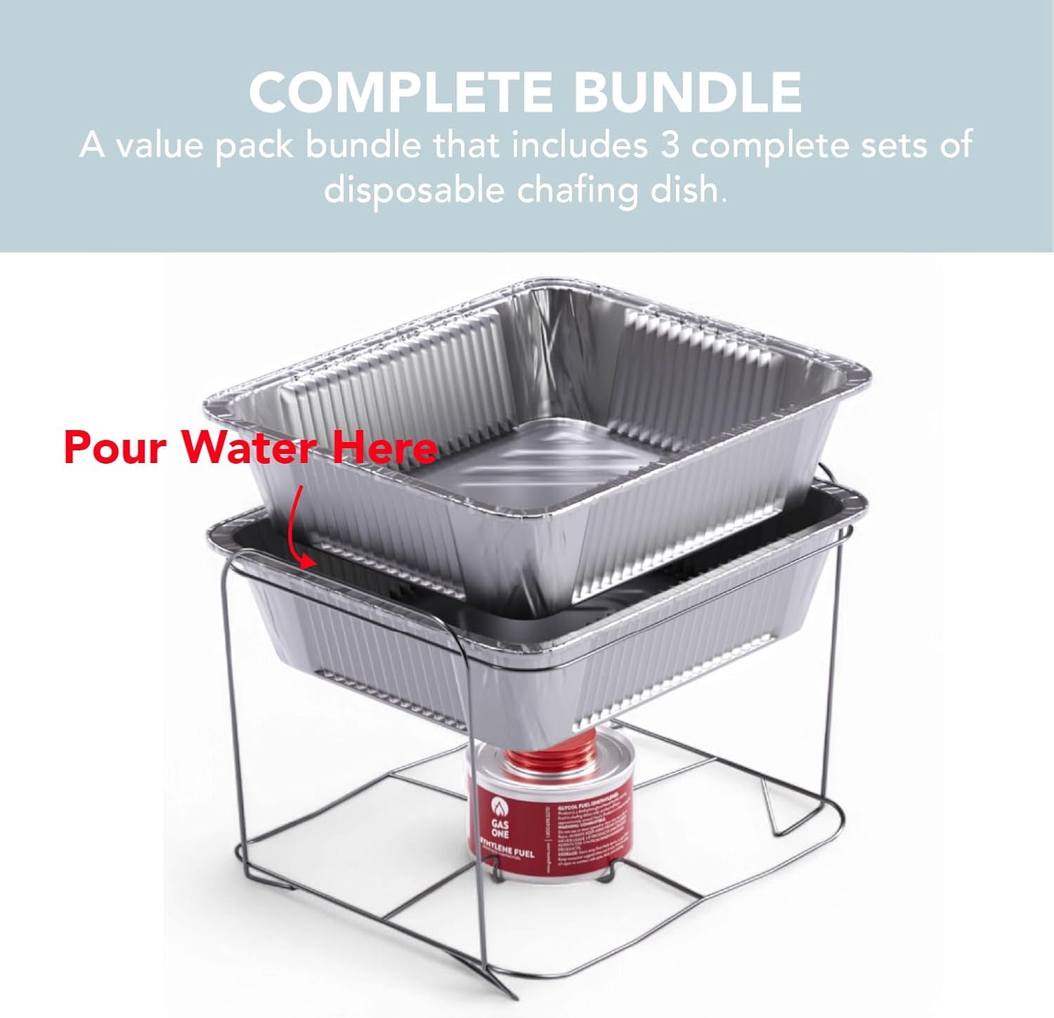ALPHA LIVING Disposable Chafing Dish Buffet Set, Food Warmers for Parties, Fuel Cans Complete