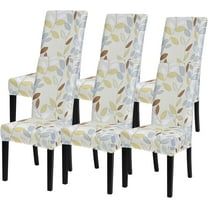 Printed Dining Room Chair Covers Set of 6, Stretch Kitchen Chair Covers Washable Parsons Chair Slipcover Removable Dining Chair Protectors for Hotel,Ceremony(Yellow Leaf)